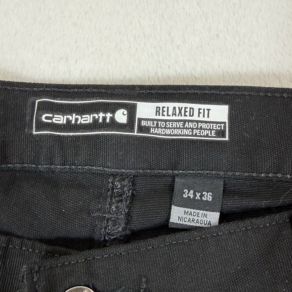 Carhartt Rigby Pants Relaxed Fit Straight Leg Mens 34X36 Black Work Dungaree NEW - Picture 5 of 10